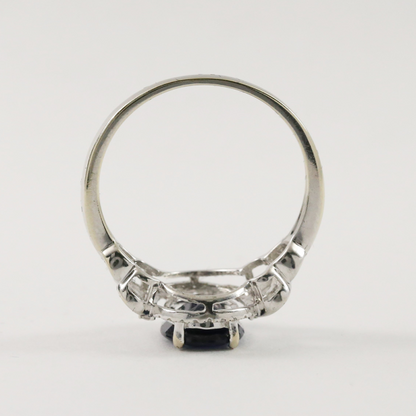 Inel Cu Diamante & Safire din Aur Alb 14k