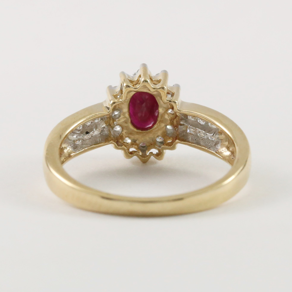 Inel Cu Diamante & Rubin din Aur Galben 14k