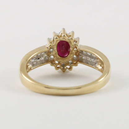 Inel Cu Diamante & Rubin din Aur Galben 14k