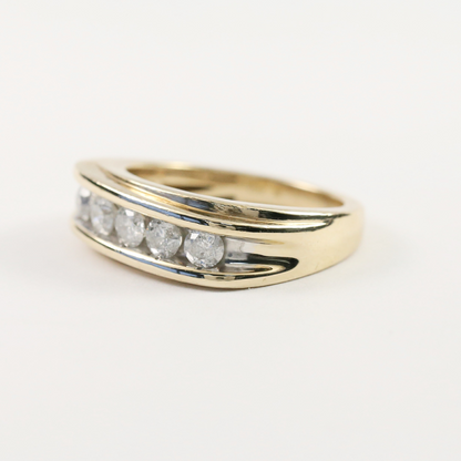 Inel cu Cinci Diamante din Aur Galben 10k