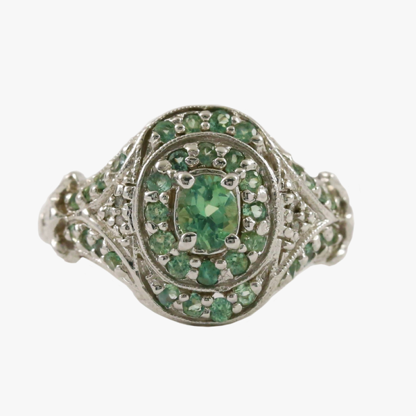 Inel cu Spinel Verde din Aur Alb 14k