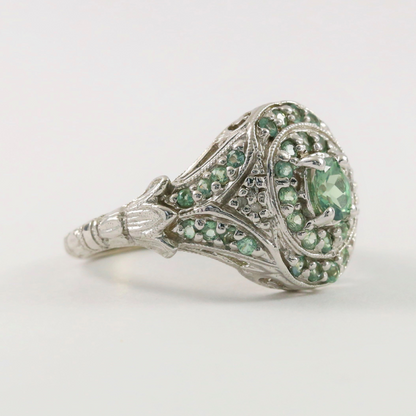 Inel cu Spinel Verde din Aur Alb 14k