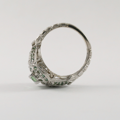 Inel cu Spinel Verde din Aur Alb 14k