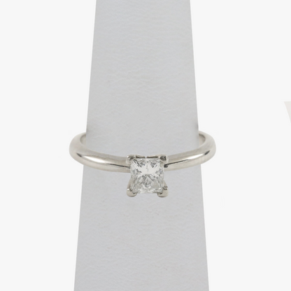 Inel Logodnă cu Diamant din Aur Alb 14k