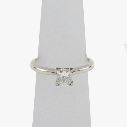 Inel Logodnă cu Diamant din Aur Alb 14k