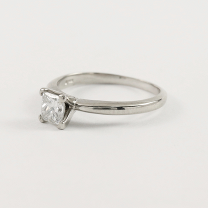 Inel Logodnă cu Diamant din Aur Alb 14k