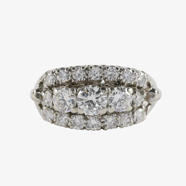 Inel cu Diamante din Aur Alb 14k