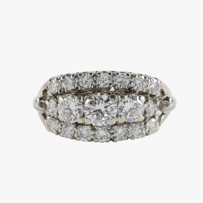 Inel cu Diamante din Aur Alb 14k