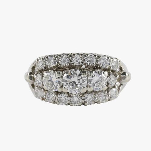 Inel cu Diamante din Aur Alb 14k