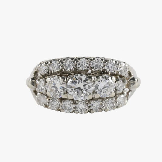 Inel cu Diamante din Aur Alb 14k