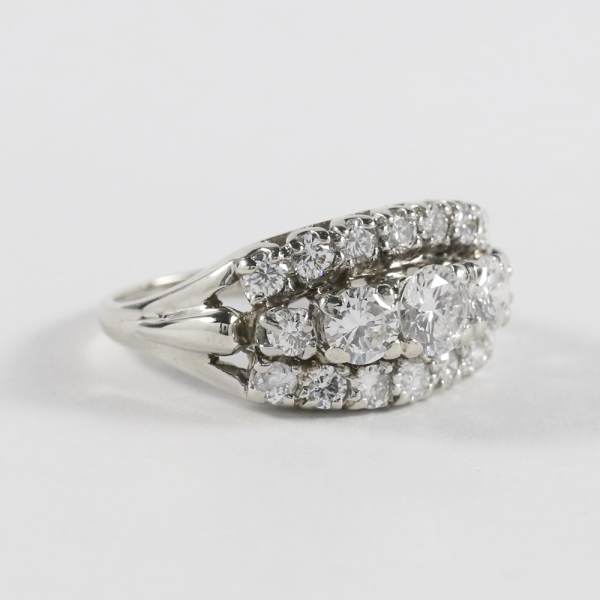 Inel cu Diamante din Aur Alb 14k