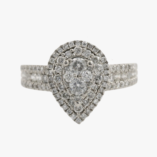 Inel Logodnă cu Diamante din Aur Alb 14k