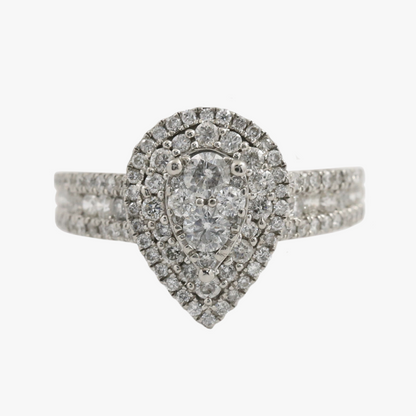 Inel Logodnă cu Diamante din Aur Alb 14k