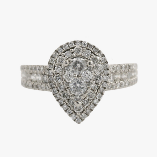 Inel Logodnă cu Diamante din Aur Alb 14k