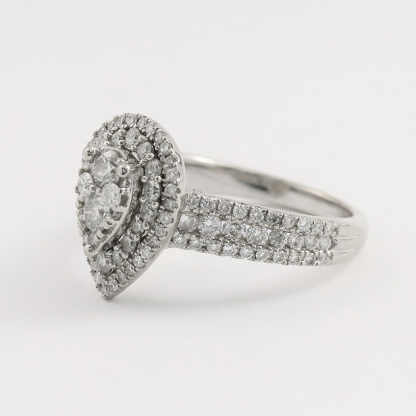 Inel Logodnă cu Diamante din Aur Alb 14k