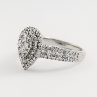 Inel Logodnă cu Diamante din Aur Alb 14k