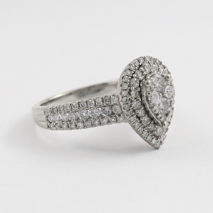 Inel Logodnă cu Diamante din Aur Alb 14k