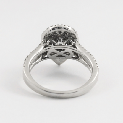 Inel Logodnă cu Diamante din Aur Alb 14k