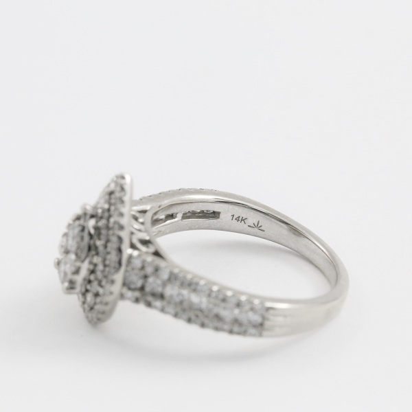 Inel Logodnă cu Diamante din Aur Alb 14k