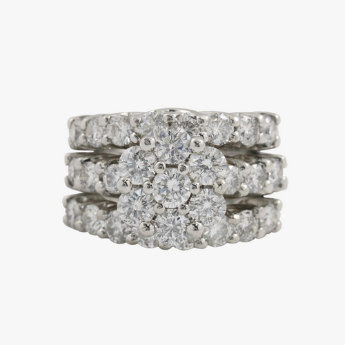 Inel cu Diamante din Aur Alb 14k