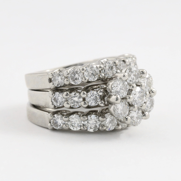 Inel cu Diamante din Aur Alb 14k