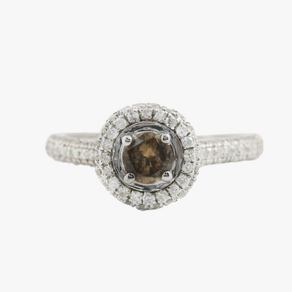 Inel Logodnă Cu Diamante din Aur Alb 14k