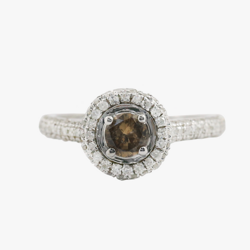 Inel Logodnă Cu Diamante din Aur Alb 14k