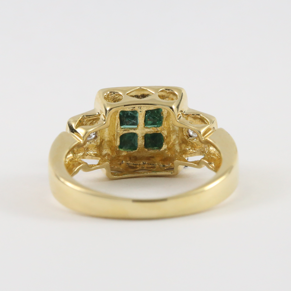 Inel cu Smarald & Diamante din Aur Galben 18k