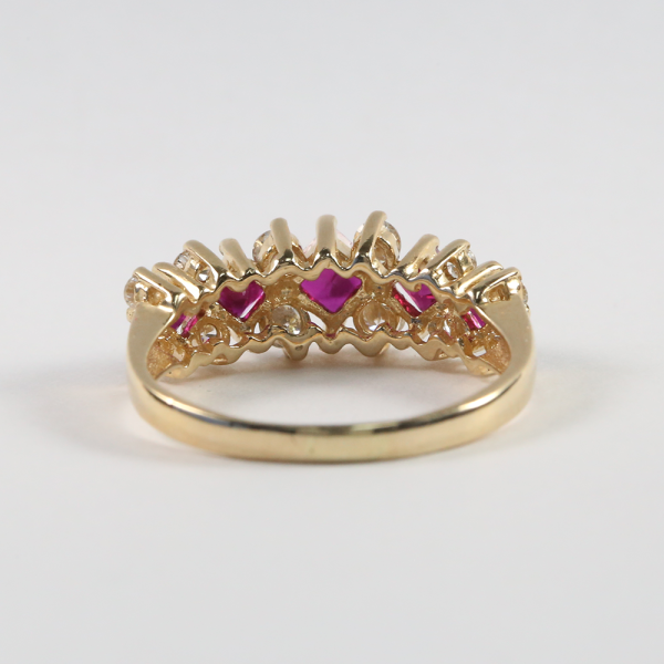 Inel Cu Diamante & Rubin din Aur Galben 14k