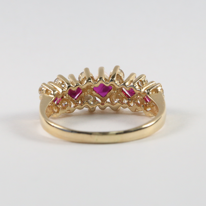 Inel Cu Diamante & Rubin din Aur Galben 14k