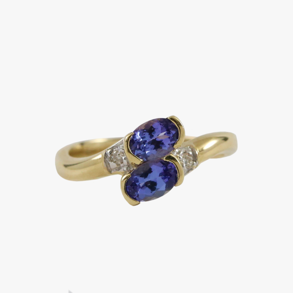 Inel cu Tanzanit & Diamante din Aur Galben 14k