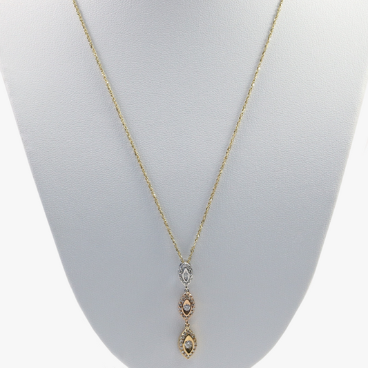 Colier cu Diamante din Aur Roz, Alb & Galben 14k