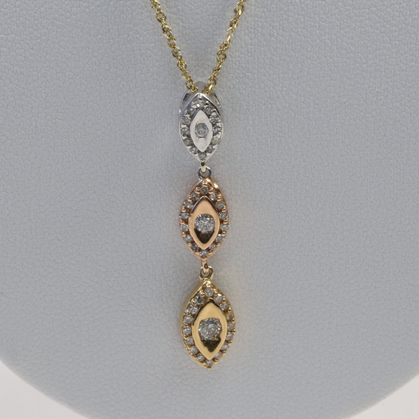 Colier cu Diamante din Aur Roz, Alb & Galben 14k
