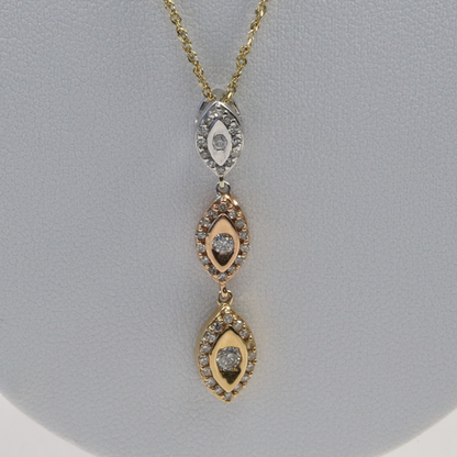 Colier cu Diamante din Aur Roz, Alb & Galben 14k