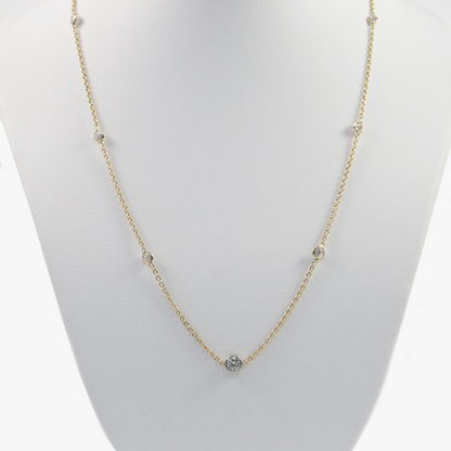 Colier Cu Diamante din Aur Galben 14k