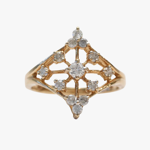 Inel Cu Diamante din Aur Galben 10k