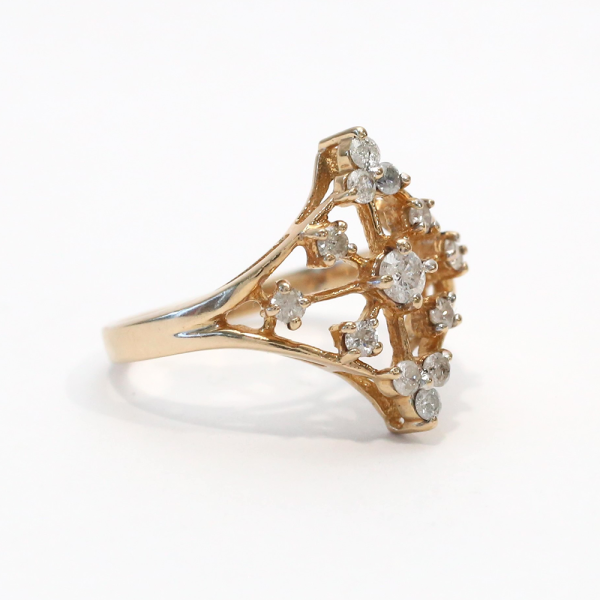 Inel Cu Diamante din Aur Galben 10k