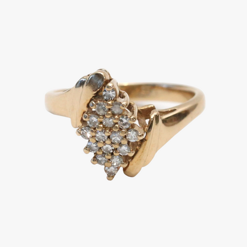 Inel Cu Diamante din Aur Galben 14k