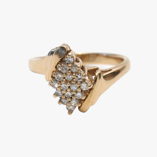 Inel Cu Diamante din Aur Galben 14k