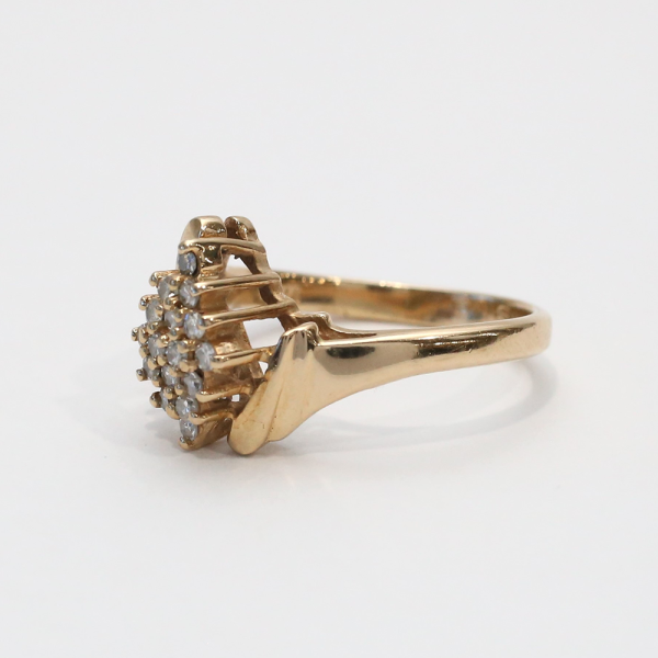 Inel Cu Diamante din Aur Galben 14k