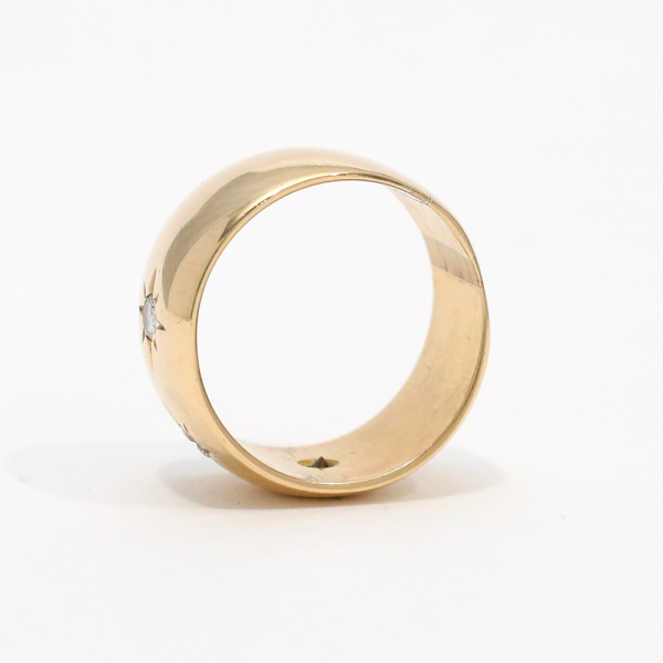 Inel Lat Cu Diamante din Aur Galben 14k