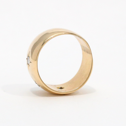 Inel Lat Cu Diamante din Aur Galben 14k