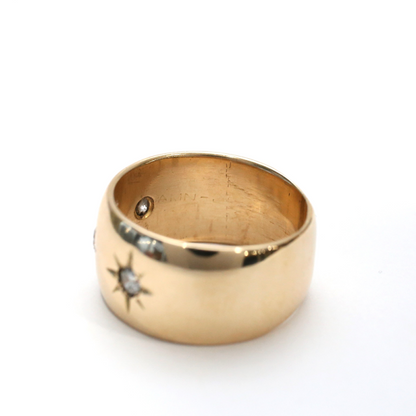 Inel Lat Cu Diamante din Aur Galben 14k