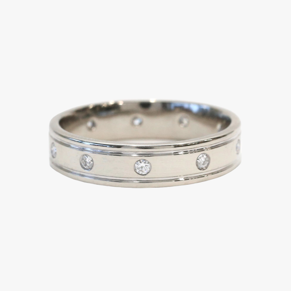 Inel Cu Diamante din Aur Alb 14k