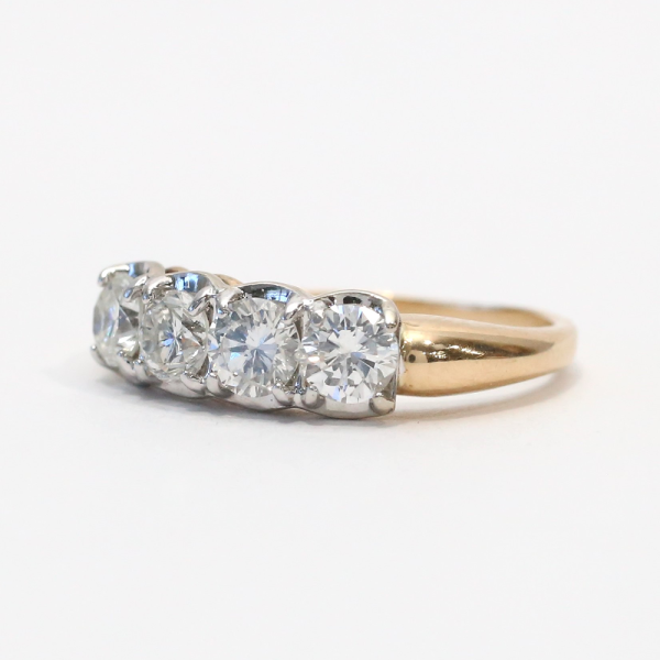 Inel Cu Patru Diamante din Aur Galben 14k