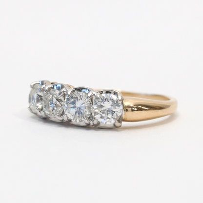 Inel Cu Patru Diamante din Aur Galben 14k