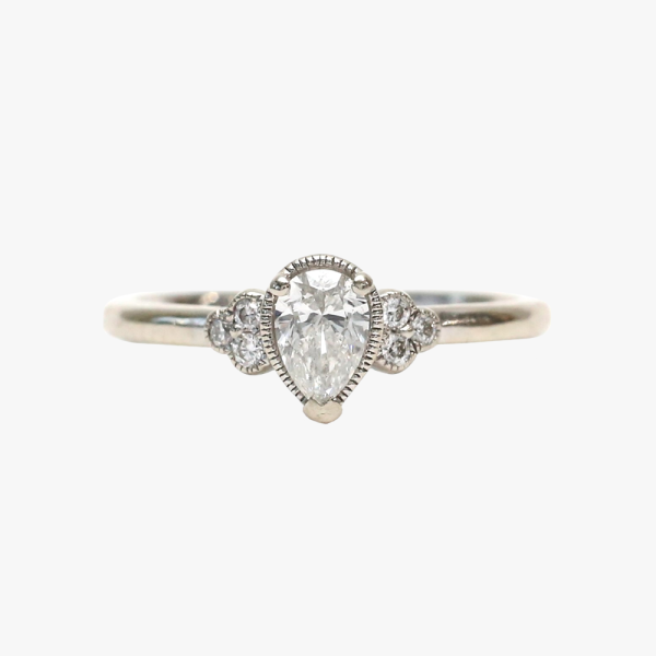 Inel Logodnă cu Diamante din Aur Alb 14k