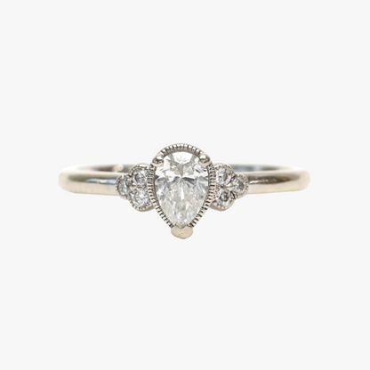 Inel Logodnă cu Diamante din Aur Alb 14k