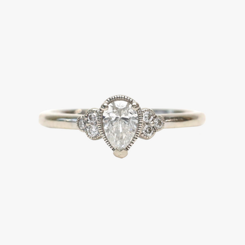 Inel Logodnă cu Diamante din Aur Alb 14k