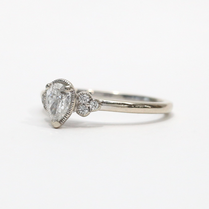 Inel Logodnă cu Diamante din Aur Alb 14k